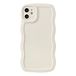 Caseative voor iPhone 11 hoesje, effen kleur krullend golf frame zachte telefoonhoes (wit)
