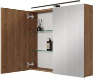 Planetmöbel Spiegelkast ARIA 80 cm Goud Eiken met Zwarte LED Lamp