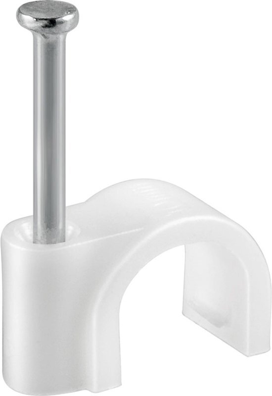 Fixpoint witte kabel clips met spijker voor kabels tot 5mm 100 stuks