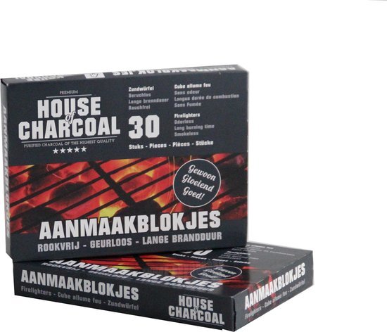 House of Charcoal Witte Aanmaakblokjes 30cubes - Omdoos