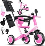 Kidiz® Loopfiets 6-in-1 Driewieler Roze