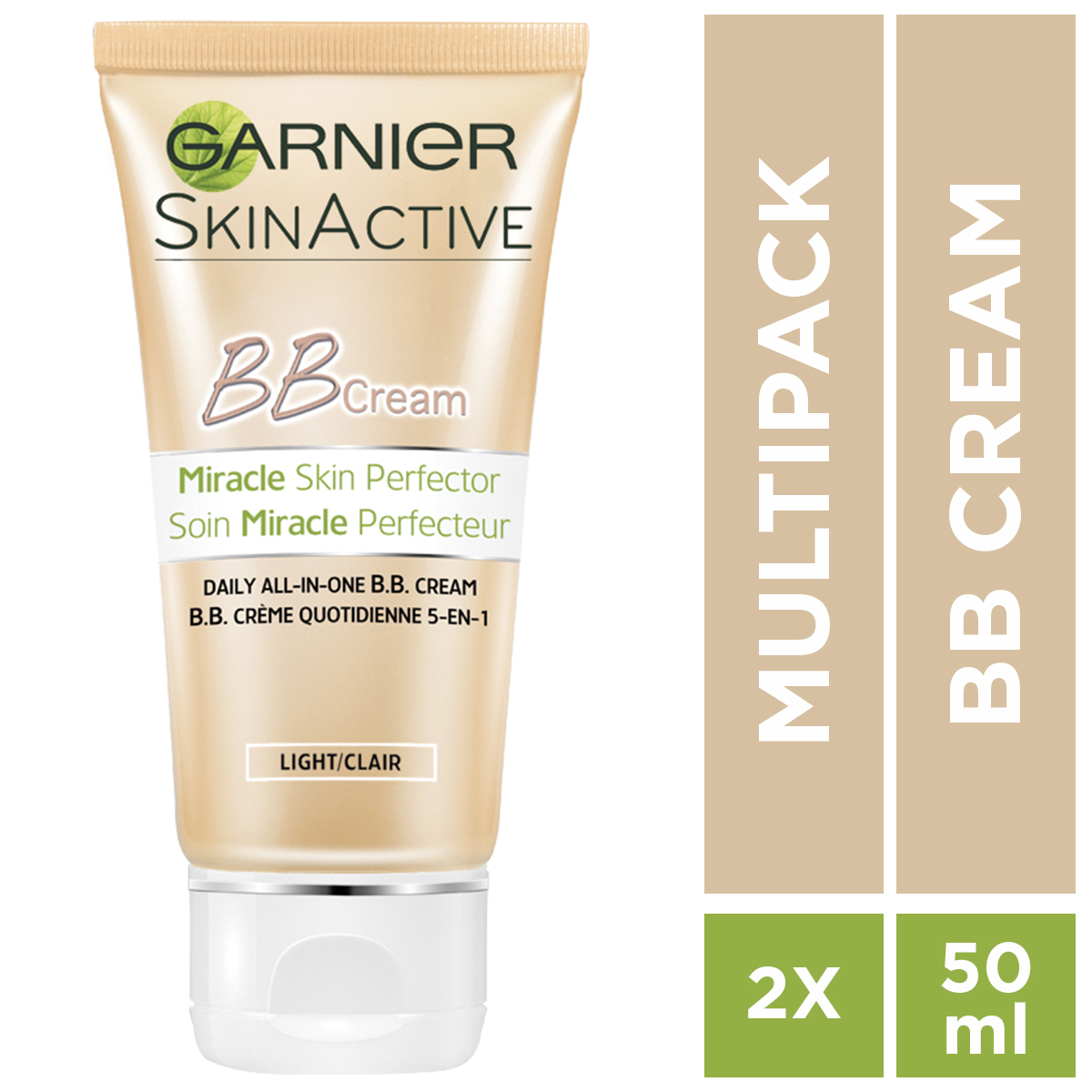 Garnier Skinactive Face SkinActive – BB Cream Classic Light 5-in-1 Dagverzorging - 2x 50ml – Voordeelverpakking