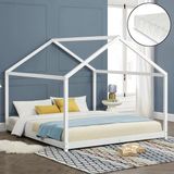 en.casa Kinderbed Cerro huisbed met matras 160x200 cm wit