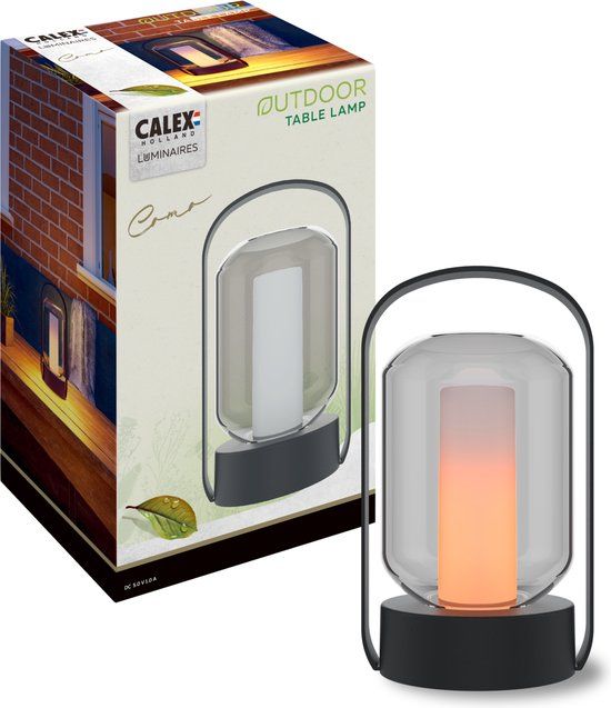 Calex Como Oplaadbare Tafellamp - Zwart - LED - IP44 - 1700K - Accu - Buiten