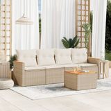 Maison Exclusive - Ensemble de meubles de jardin 5 pièces avec canapé et coussins, beige, en polyrotin