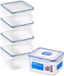 LocknLock Contenants alimentaires carrés avec couvercle, 5 pièces, 1,2 L par pièce, transparent