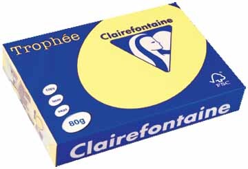 Clairefontaine Trophée Gekleurd papier A4 80 g/m² Citroengeel 500 Vel