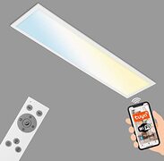 Briloner - Smart LED Plafondlamp, Wifi Plafondlamp Ultra Flat, CCT, Dimbaar, Voice Control, Wit, 1000x250x66 mm