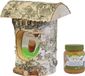 BOON Vogelhuisje/voederhuisje/pindakaashuisje berkenhout 27 cm inclusief vogelpindakaas - Vogelvoederhuisje