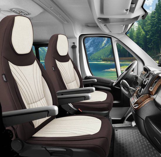 Bremer Sitzbezüge GmbH Premium Camper stoelhoezen voor Chausson C10 in Braun/Beige (2 losse stoelen)