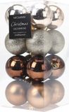 Christmas Decoration Kerstballen - 16x st - bruin/champagne - D5 cm - kunststof