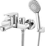 Unyqoos® Moderne set de robinetterie de bain avec douchette et robinet mélangeur pivotant pour salle de bain