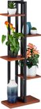 Merkloos Relaxdays plantenstandaard 5 etages - binnen - 117x43x22 cm - staal - mdf - donkerbruin