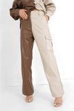 Sixth June Vrouwelijke kunstleren broek beige/bruin L