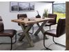 FREEFORM Table à manger 140x90 en bois de Sheesham sablé bois naturel pieds en X gris
