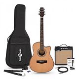 Gear4music Roundback Elektro-akoestische Gitaar + 15 W Versterkerpakket, Naturel
