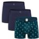 A-dam - 3P Blue A-dam Palms_Dark Navy solid - Boxershort - Biologisch Katoen - Onderbroek - Ondergoed - Heren - Volwassenen - Blauw
