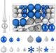 vidaXL Kerstballenset - 111 stuks - Blauw en zilver - 6 cm - Polystyreen