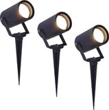 HOFTRONIC Spikey - LED Tuinspot - 3 stuks - Antraciet - 4000K - GU10 - 5W - 400lm