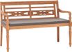 vidaXL Bank Batavia met donkergrijs kussen 120 cm massief teakhout