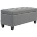 Banc capitonné avec espace de rangement, polyester aspect lin, bois d'hévéa, 100 x 40 x 44 cm, gris clair