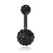 LGT JWLS Navelpiercing - Gebogen barbell - Staal - Zwart Swarovski kristal - 8 mm