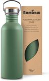 Bambaw® Waterfles 750ml - Enkelwandige drinkfles - Lekvrij, Plasticvrij met Bamboe Dop - Waterflessen Volwassenen - Waterfles RVS - Perfect voor Reizen, Wandelen, Dagelijks Gebruik, Kamperen - Water Fles - Camping - Groen