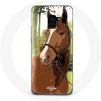 Maniacase Hoesje voor Samsung Galaxy A8 Plus Quarter Horse Bruin paardenrace