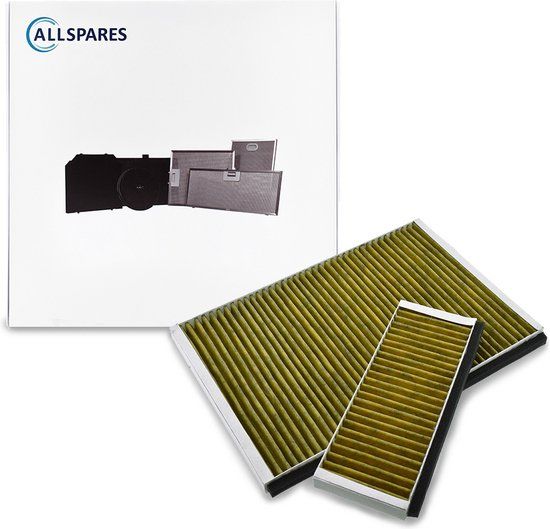 AllSpares CleanAir Plus Koolstoffilter (2 St.) voor afzuigkappen - Geschikt voor Bosch Siemens Neff Viva 11041790 / Bosch DWZ0AK0A0 / Siemens LZ10AKA00 / Neff Z51AIA0X0 (364x240mm & 90x250mm)