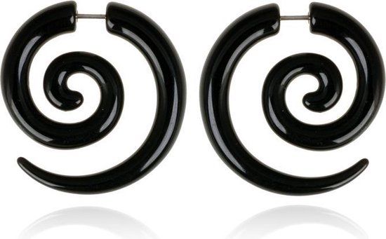LGT JWLS Lookinggoodtoday Tribal bone oorbellen Black Spiral
