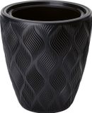 Form Plastic Plantenpot/bloempot Flow - kunststof - zwart - D30 x H32 cm - met binnenpot - rond