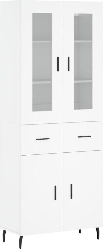 vidaXL Hoge kast bewerkt hout wit 69,5x34x180 cm