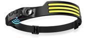 Infinio Shark Hoofdlamp, 230° groothoek, 3 x LED wit licht COB strip hoofdlamp, oplaadbaar, voor kamperen, joggen, vissen, hoofdlamp, led