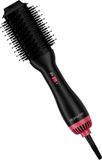 Auronic Brosse soufflante 4-en-1 - Coiffant - Lisser, Boucler, Volume supplémentaire et Brosser - Coiffant multifonction - Brosse à boucler - Brosse chauffante - Flux à 360 degrés - Ø 37 mm - Noir/Rose