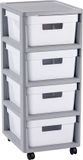 Curver Infinity Ladesysteem - 4 lades van 11L - met wieltjes - 36x30×66 cm - Wit