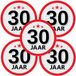 Bellatio Decorations 30 jaar leeftijd sticker - 10x - rond - Dia 15 cm - 30 jaar verjaardag - jubileum - leeftijd versiering