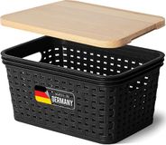 Novaliv Opbergdoos met Houten Deksel Mini 2L - Zwart