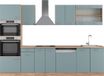 Vicco R-Line Complete keukeneenheid – 300 cm met hoge kast, zonder werkblad Blauw-grijs/gouden eik