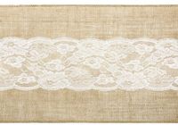 Merkloos / Sans marque Partydeco Sp. Z O. O. 2x Bruiloft/huwelijk jute tafellopers 28 x 275 cm met wit kant
