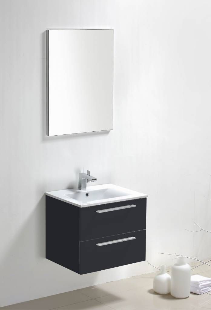Badkamerplanet Badkamermeubel Rimini 60 cm Hoogglans Antraciet