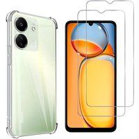 Phonillico® Schokbestendig hoesje voor Xiaomi Redmi 13C en 2 gehard glas schermbeschermingsfilm