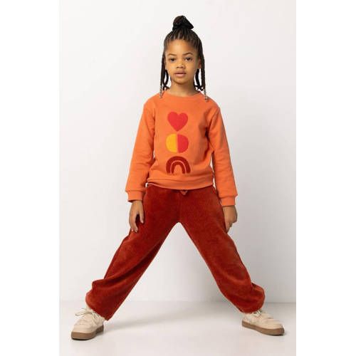 Noppies kids corduroy wide leg casual broek brique