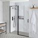 Hudson Reed Porte de douche pivotante rectangulaire – Design moderne - 120 cm – Noir – Poignée charnière - Nox