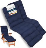 Beautissu 2x Deckchair Kussen 200x50x8 cm - Ligstoelkussen Donker Blauw
