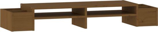 vidaXL Monitorstandaard - 100x27,5x15 cm - massief grenenhout - honingbruin