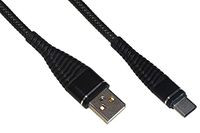 LINK LKGZ91 USB-kabel type C, 1,2 m, spiraalkabel kleur zwart met flexibele bescherming op de stekker