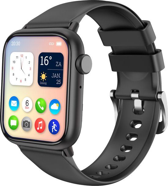Nuvance Luxe Smartwatch voor Dames Heren en Kinderen - 45 mm - Zwart