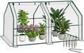 VOUNOT ® Mini serre de jardin à toit pointu avec 2 fenêtres avec zip enroulables bâche PE renforcée 135g/m2 pour semis plantes fleurs légumes 180x90x90cm blanc