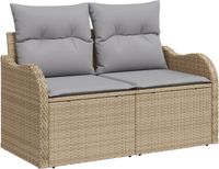 vidaXL - Tuinbank - Set - 10 - st - Beige - Poly - rattan