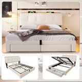OKWISH Gestoffeerd Bed 140x200 cm - Beige
